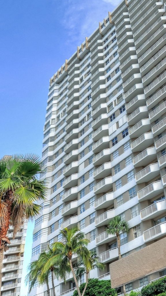Oceanfront condominium building in Hallandale Beach where NOHMIS completed residential unit renovations